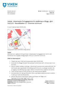 Situasjonsplan som viser bygningens plassering i forhold til naboeiendommer og byggegrenser.