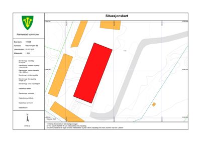 Situasjonskart som viser eiendomsnummer 144/28 i Nannestad kommune, med eiendomsområder og nabolag.