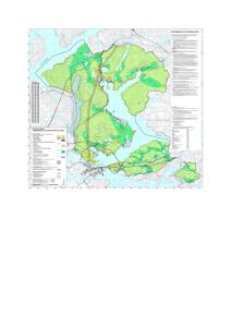 Kart som viser et geografisk område med fargekodet inndeling, sannsynligvis et planleggingskart eller et kart over arealbruk.