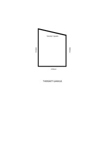 Tverrsnitttegning av en garasje med angitte mål og takvinkel