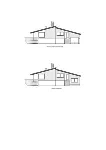 Bildet viser to fasadetegninger av en bygning. Øverst er 'FASADE SYDVEST EKSISTERENDE' og nederst er 'FASADE SYDVEST NY'.