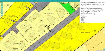 Situasjonsplan som viser tomtens beliggenhet, naboeiendommer, veier og planlagte inngrep.