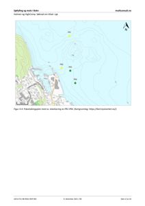 Kart over sjøfyllingsområdet i Bogn med lokaliserte prøvetakingspunkter (PR1-PR4) og topografi.