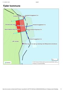 Situasjonsplan som viser tomtens beliggenhet i forhold til nabotomter, vann og berg. Planen illustrerer krav til avstander (bryggekant, grense) og eksisterende naust.