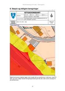 Situasjonskart som viser eiendommen Engveien 4, Løken, med støysoner (rød og gul sone) og nabolag.