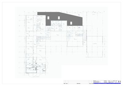 Etasjeplan (1. etasje) som viser romfordeling, vegger, dører, vinduer og trapp.