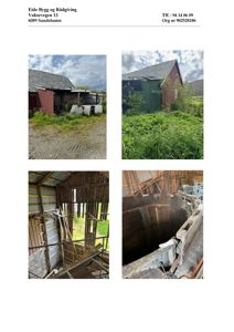 Fotografier av en eksisterende, utforfallende bygning (både utsiden og innvendig).