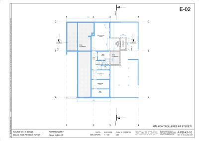 Plantegning av kjelleretasje (PLAN KJELLER) for en boligprosjekt.