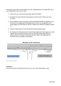 Tegning som viser et teknisk krav til sikte i avkjørsel, inkludert dimensjoner og friaksone.