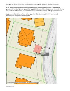 Situasjonsplan som viser tomtens beliggenhet i forhold til nabolag, veier (Friggs vei) og kommunale veinormer. Planen illustrerer byggegrenser og avstander.
