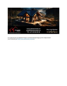 Fotografi av en hytte i et naturlig landskap, sannsynligvis en markedsføringsbilde eller illustrasjon.