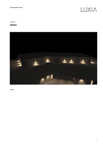 3D-visualisering av en bygning (Havneportalen Horten) med belysning, vist fra en vinkel som viser fasade og taklinje.