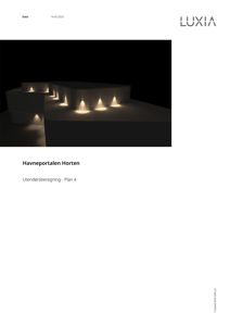 3D-visualisering av en havneportal med belysning.