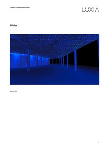 3D-visualisering av et lysportall med blå belysning og søyler.