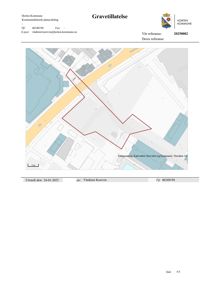 Kart som viser en tomtegrense for en gravetillatelse i Horten Kommune.