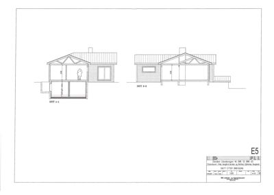 Snittegning (SNITT A-A og SNITT B-B) som viser bygningens tverrsnitt, høyder og konstruksjon etter ombygging.