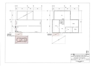 Etasjeplaner (Hovedetasje og Underetasje) med romfordeling, dimensjoner og stige.