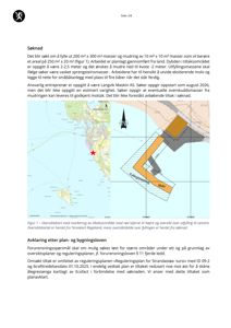 Oversiktskart som viser et geografisk område med en markert sone (rød stjerne) og en planlagt fylling (oransje område) ved en molo.