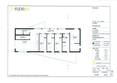 Etasjeplan (1. etasje) som viser romfordeling, arealer og funksjoner for en bolig.