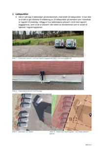 Fotografier av ladestolper plassert på eiendom, inkludert flyfoto og detaljerte bilder av stolpene ved husveggen.