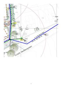 Situasjonsplan som viser vannledningsnett (PR-VL) og tilknytning til eksisterende ledninger i Haneborgveien.