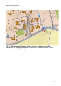 Situasjonsplan som viser tomtegrenser, vegnett, vassdrag og bygningsplassering i et landskap.