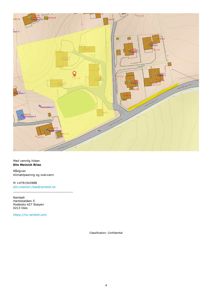 Situasjonsplan som viser tomtens form, terrengforhold, naboeiendommer og bygningers plassering i forhold til hverandre og veier.