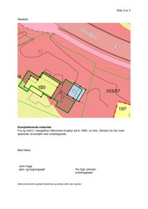 Støykart som viser tomtegrenser, naboeiendommer og topografi.