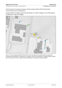 Kart som viser plassering av prøvetakingspunkter (PG01-PG05) på et område med bygninger og en vei.
