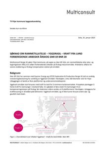 Oversiktskart som viser ruten for kraftledning fra Hugin A til Årskog kompenseringstasjon og Bardalen transformatorstasjon.