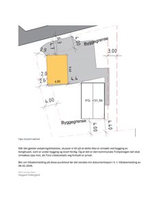 Situasjonsplan som viser tomtens form, byggegrenser og plassering av bolighus.