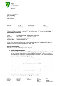 Et utklipp fra en godkjent fasadetegning (mot vest) fra 2015, som viser et oppriss av bygningens fasade med vindu og dør.