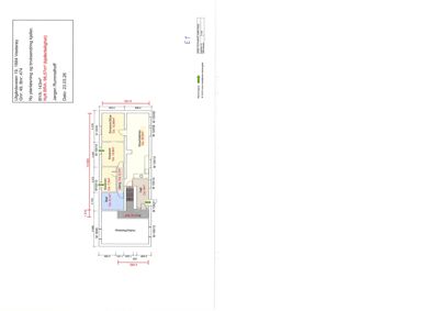 Etasjeplan for en ny planløsning og brukseksjon av kjeller, med romnavn (kjøkken, stue, soverom) og mål.