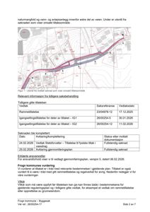 Kartutsnitt som viser et tiltaksområde med veier og omgivende infrastruktur.