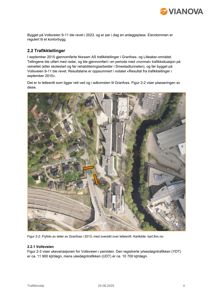 Flyfoto av en del av Granfoss med to markerte tåler (tåler) for trafikkteiling.