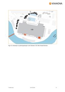 Situasjonsplan som viser parkeringsanlegg, bygning (13D) og vannkropp (Bjerksom Oslo) i et område.