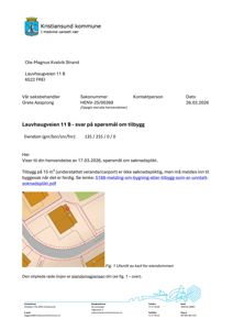 Et utsnitt av et kart som viser eiendomsgrenser og bygningers plassering i forhold til veier.