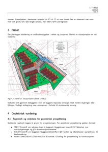 Utsnitt av situasjonsplan som viser plassering av planlagt småhusbebyggelse i forhold til eksisterende terreng og nabolag.