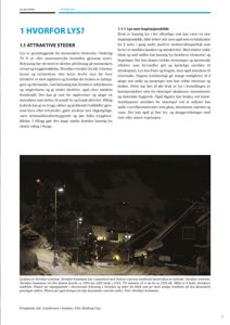 Fotografi av en nattlig scene i et byområde med kunstig belysning, illustrerende temaet om lys i offentlige rom.