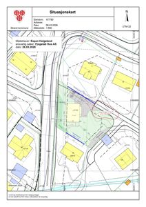 Situasjonskart som viser eiendommen 47/790 i forhold til nabolaget, med angitte eiendomsnummer, vegforhold og planlagt inngangsplassering.