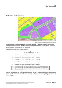 Bildet viser et utsnitt fra et reguleringsskart (kommuneplan) som viser arealbruk og planformål for et industriområde.