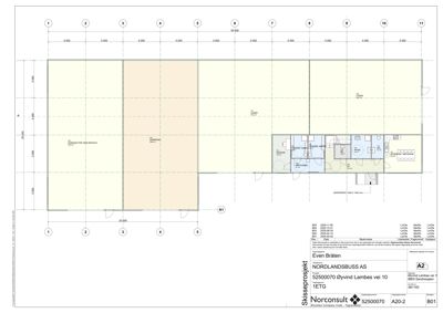 Etasjeplan eller skisseprosjekt som viser romfordeling, mål og funksjoner i en bygning.