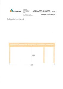 En teknisk detaljtegning som viser mål for en front (bredde 5630 og høyde 2000) sett ovenfra.