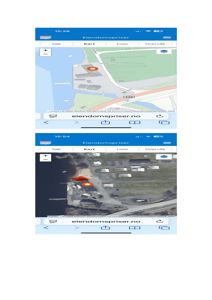 Bildet viser to skjermbilder fra eiendomssiden eiendomsspriser.no. Det øverste er en kartvisning med en tegnet bygning, mens det nederste er et flyfoto (satellittbilde) av samme tomt.