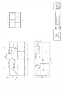 Etasjeplan (1. etasje) for en bolig med romfordeling, dører, vinduer og mål. Inneholder også en mindre snittegning (snitt A-A) og en situasjonsplan (PLAN 1/100).