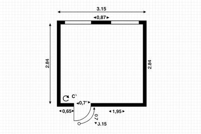 Etasjeplan eller grunnplan med romfordeling og dimensjoner