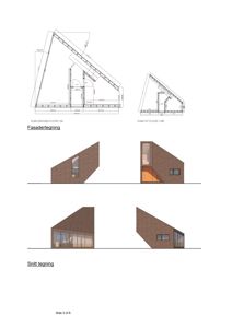 Bildet viser en fasadetekning med to etasjeplaner (PLAN GROUND FLOOR og PLAN 1ST FLOOR) øverst, og fire fasadeoppsett (renderinger) nederst.