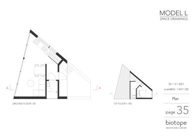 Plantegning som viser romfordeling og møblering for etasjene 1 (Ground Floor) og 2 (1st Floor) av en bygning.