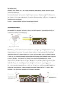 Teknisk tegning som viser etasjeplaner og høydeoppriss for en bygning med ark, inkludert mål og konstruksjonsdetaljer.
