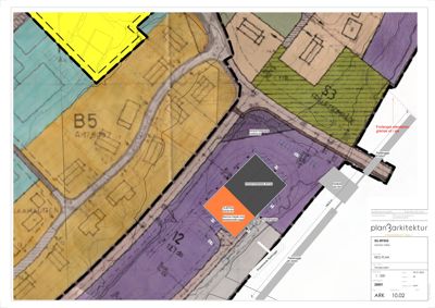 Situasjonsplan som viser tomtens plassering i forhold til nabolag, veier og grunneiere.